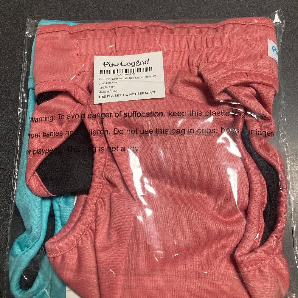 New Paw Legend Reusable Dog Diapers - Pack of 2.  Size medium